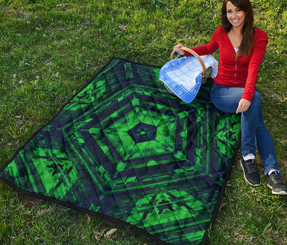 Dark Green Kaleidoscope Print Quilt
