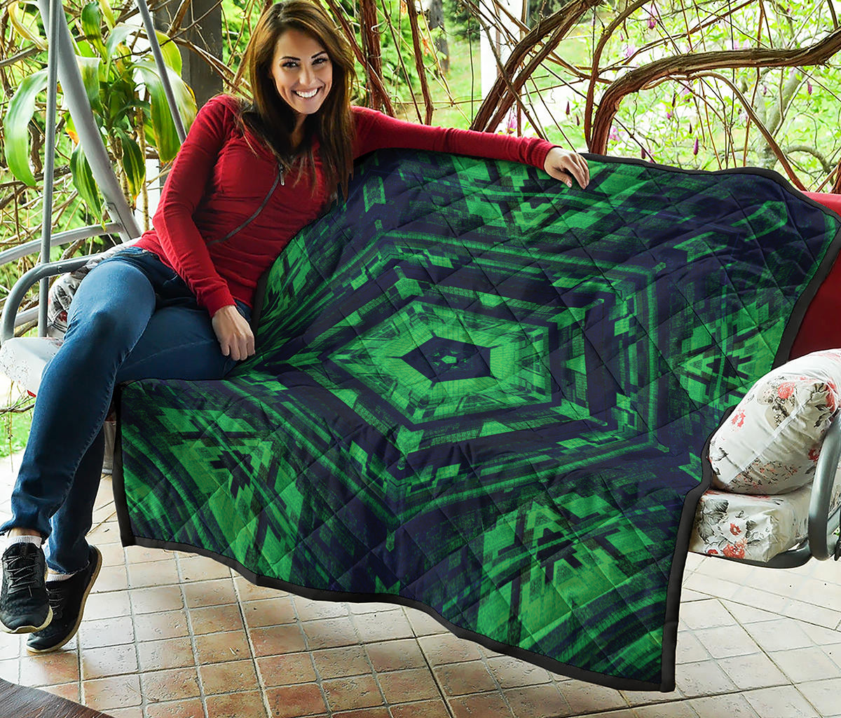 Dark Green Kaleidoscope Print Quilt
