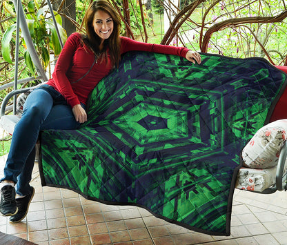 Dark Green Kaleidoscope Print Quilt