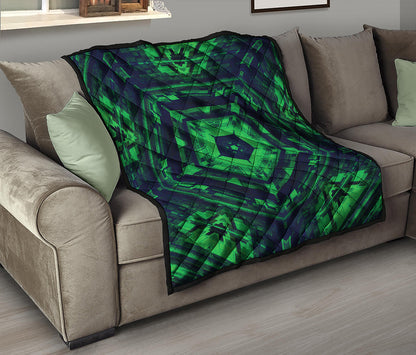 Dark Green Kaleidoscope Print Quilt