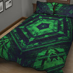 Dark Green Kaleidoscope Print Quilt Bed Set