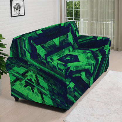 Dark Green Kaleidoscope Print Sofa Cover