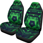 Dark Green Kaleidoscope Print Universal Fit Car Seat Covers