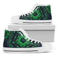 Dark Green Kaleidoscope Print White High Top Sneakers