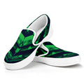 Dark Green Kaleidoscope Print White Slip On Sneakers