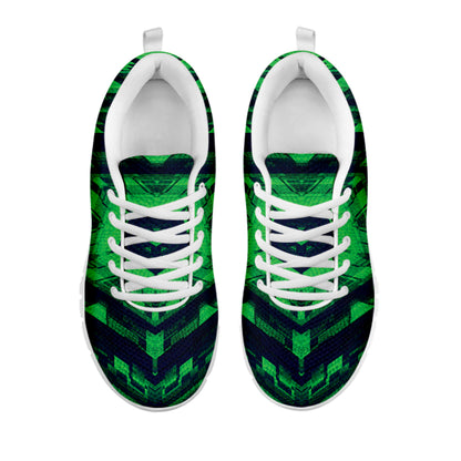 Dark Green Kaleidoscope Print White Sneakers