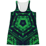 Dark Green Kaleidoscope Print Women's Racerback Tank Top