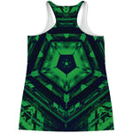 Dark Green Kaleidoscope Print Women's Racerback Tank Top
