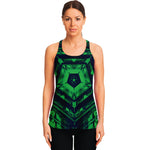 Dark Green Kaleidoscope Print Women's Racerback Tank Top