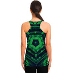 Dark Green Kaleidoscope Print Women's Racerback Tank Top