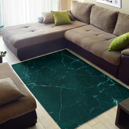 Dark Green Marble Print Area Rug GearFrost
