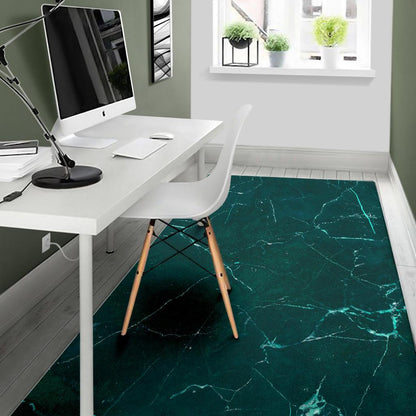Dark Green Marble Print Area Rug GearFrost