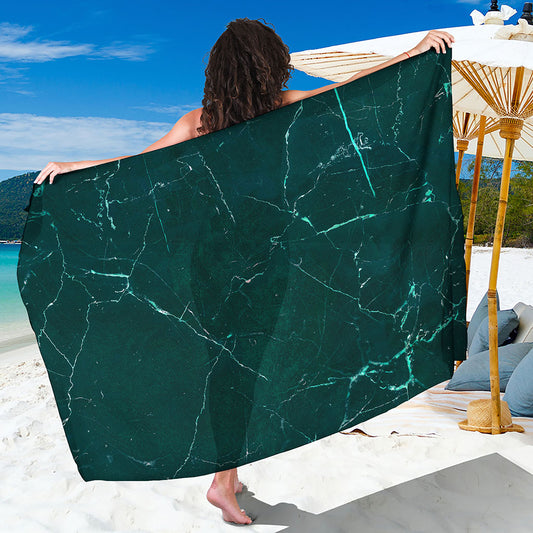 Dark Green Marble Print Beach Sarong Wrap