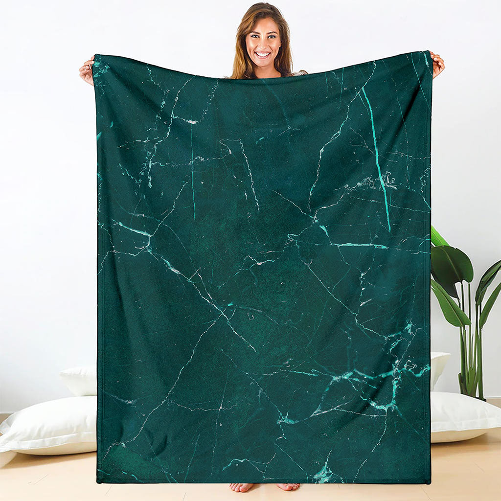 Dark Green Marble Print Blanket