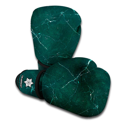 Dark Green Marble Print Boxing Gloves