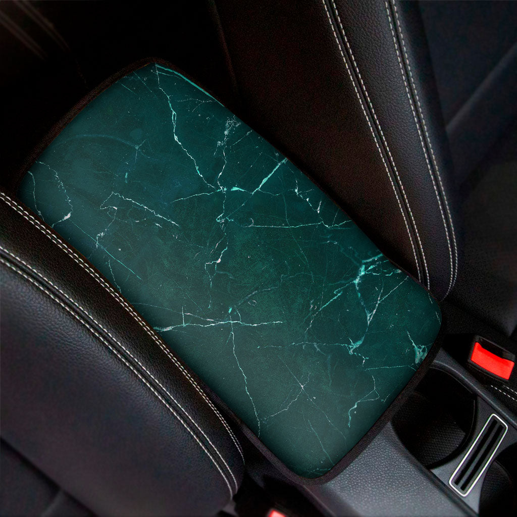 Dark Green Marble Print Car Center Console Cover
