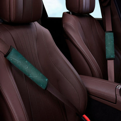 Dark Green Marble Print Car Seat Belt Covers