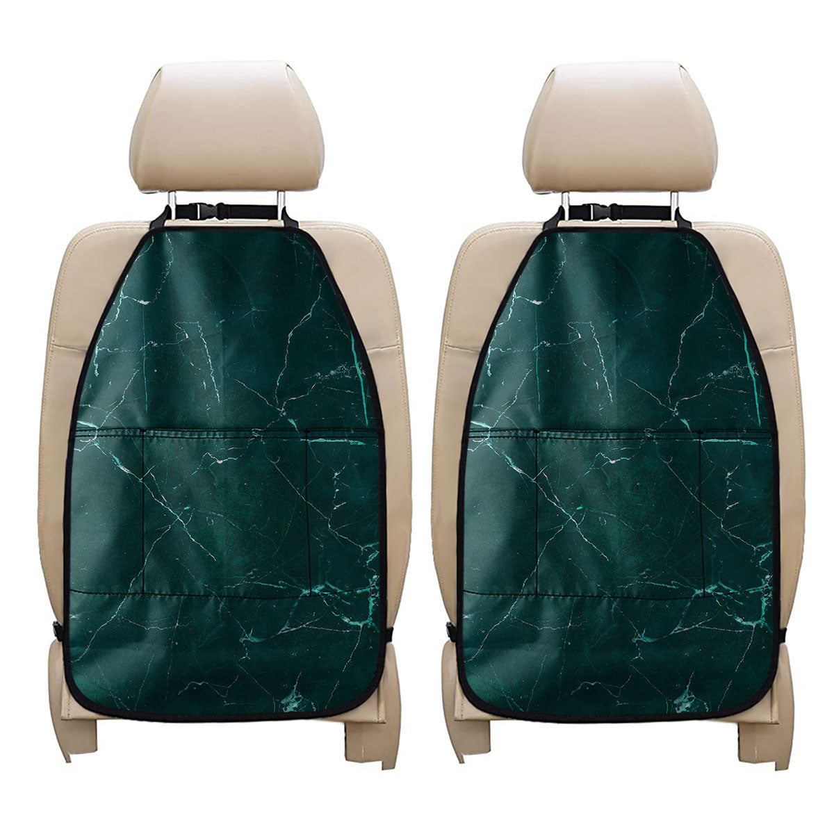Dark Green Marble Print Car Seat Organizers