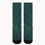 Dark Green Marble Print Crew Socks