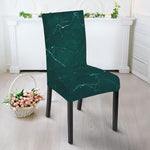 Dark Green Marble Print Dining Chair Slipcover