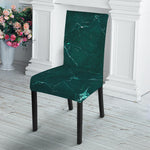 Dark Green Marble Print Dining Chair Slipcover