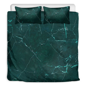 Dark Green Marble Print Duvet Cover Bedding Set