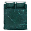 Dark Green Marble Print Duvet Cover Bedding Set