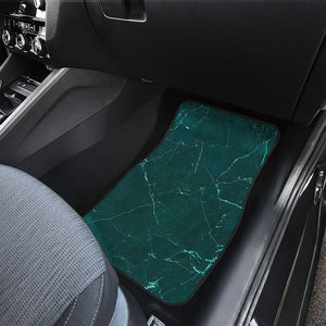 Dark Green Marble Print Front and Back Car Floor Mats