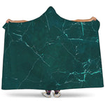 Dark Green Marble Print Hooded Blanket