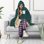 Dark Green Marble Print Hooded Blanket