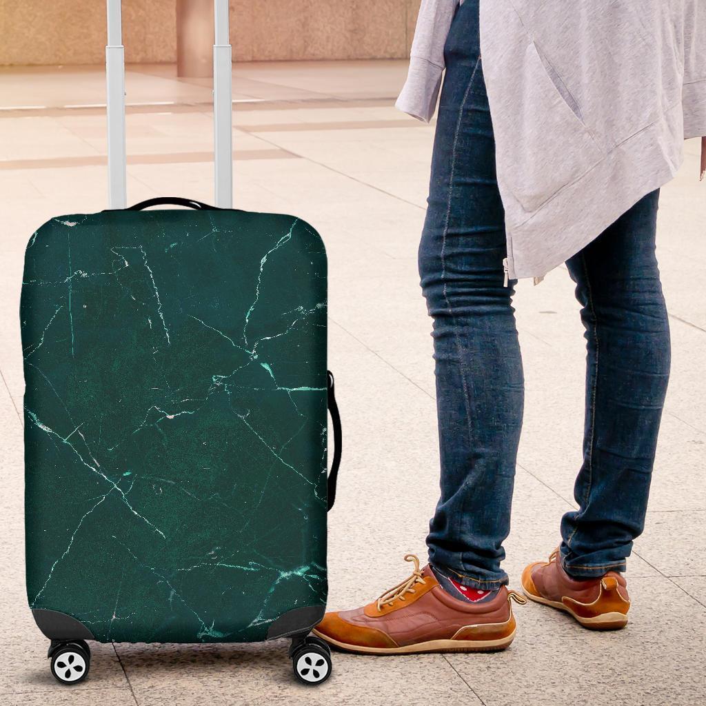 Dark Green Marble Print Luggage Cover GearFrost