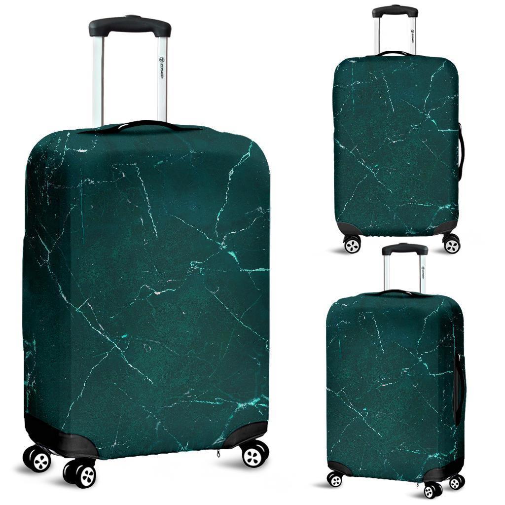 Dark Green Marble Print Luggage Cover GearFrost