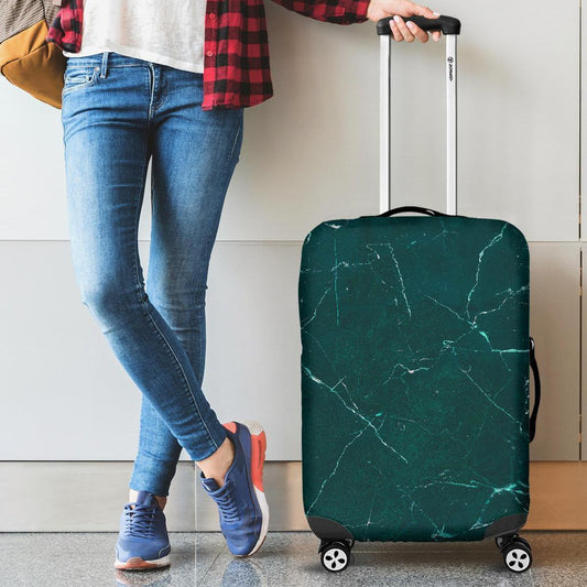 Dark Green Marble Print Luggage Cover GearFrost