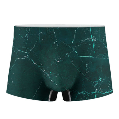 Dark Green Marble Print Men's Boxer Briefs