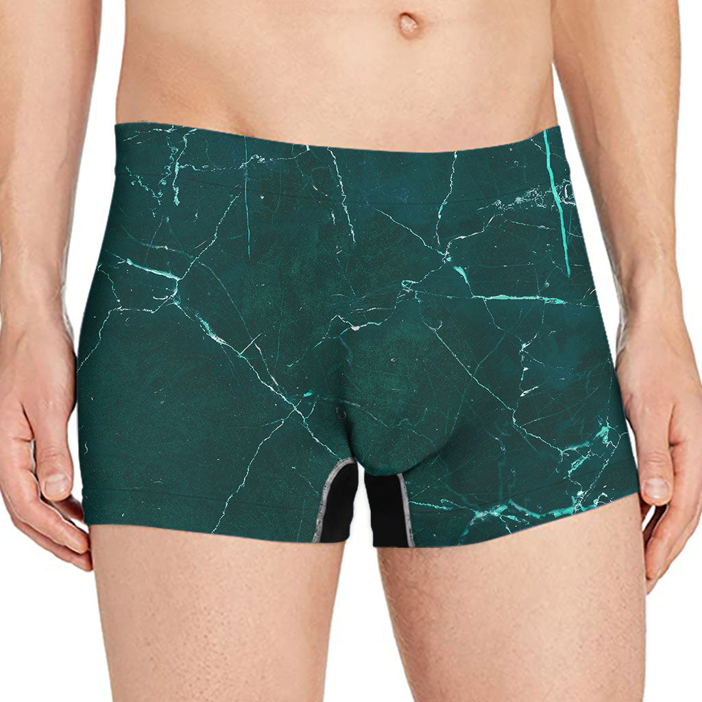 Dark Green Marble Print Men's Boxer Briefs