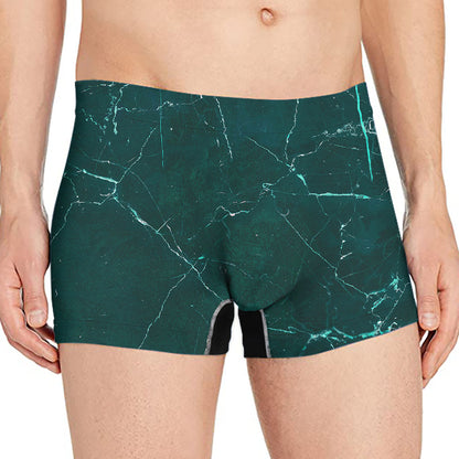 Dark Green Marble Print Men's Boxer Briefs