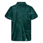 Dark Green Marble Print Men's Short Sleeve Shirt