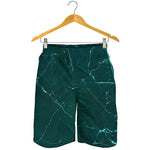 Dark Green Marble Print Men's Shorts