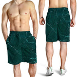 Dark Green Marble Print Men's Shorts