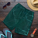 Dark Green Marble Print Men's Shorts