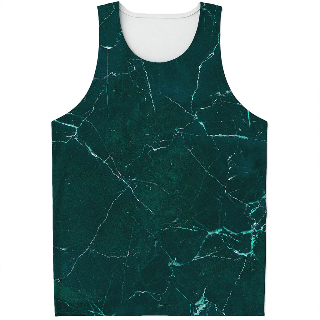 Dark Green Marble Print Men's Tank Top