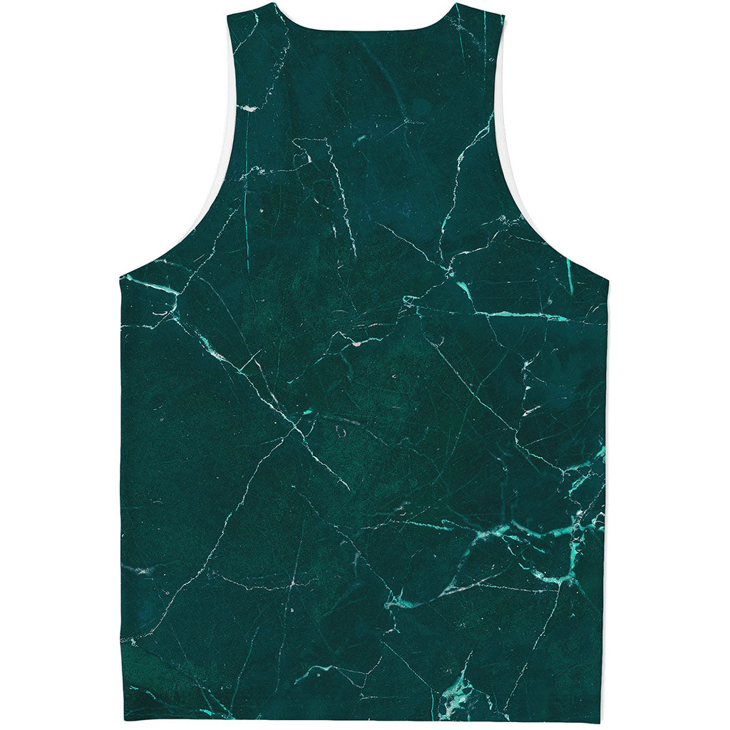Dark Green Marble Print Men's Tank Top