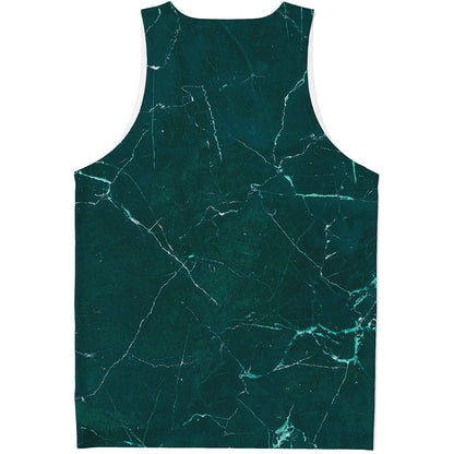 Dark Green Marble Print Men's Tank Top