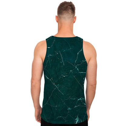 Dark Green Marble Print Men's Tank Top