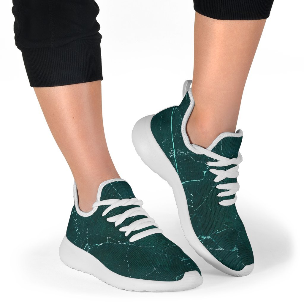 Dark Green Marble Print Mesh Knit Shoes GearFrost