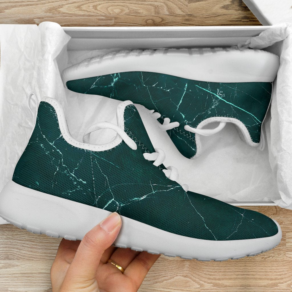 Dark Green Marble Print Mesh Knit Shoes GearFrost