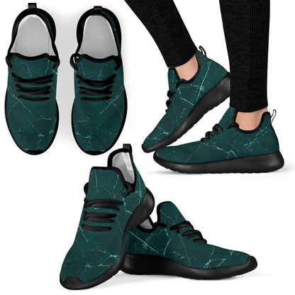 Dark Green Marble Print Mesh Knit Shoes GearFrost