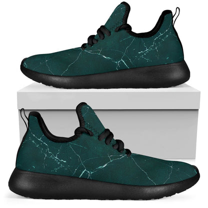 Dark Green Marble Print Mesh Knit Shoes GearFrost