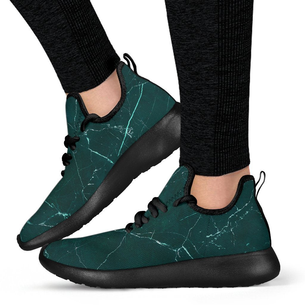 Dark Green Marble Print Mesh Knit Shoes GearFrost