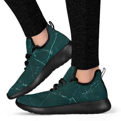Dark Green Marble Print Mesh Knit Shoes GearFrost